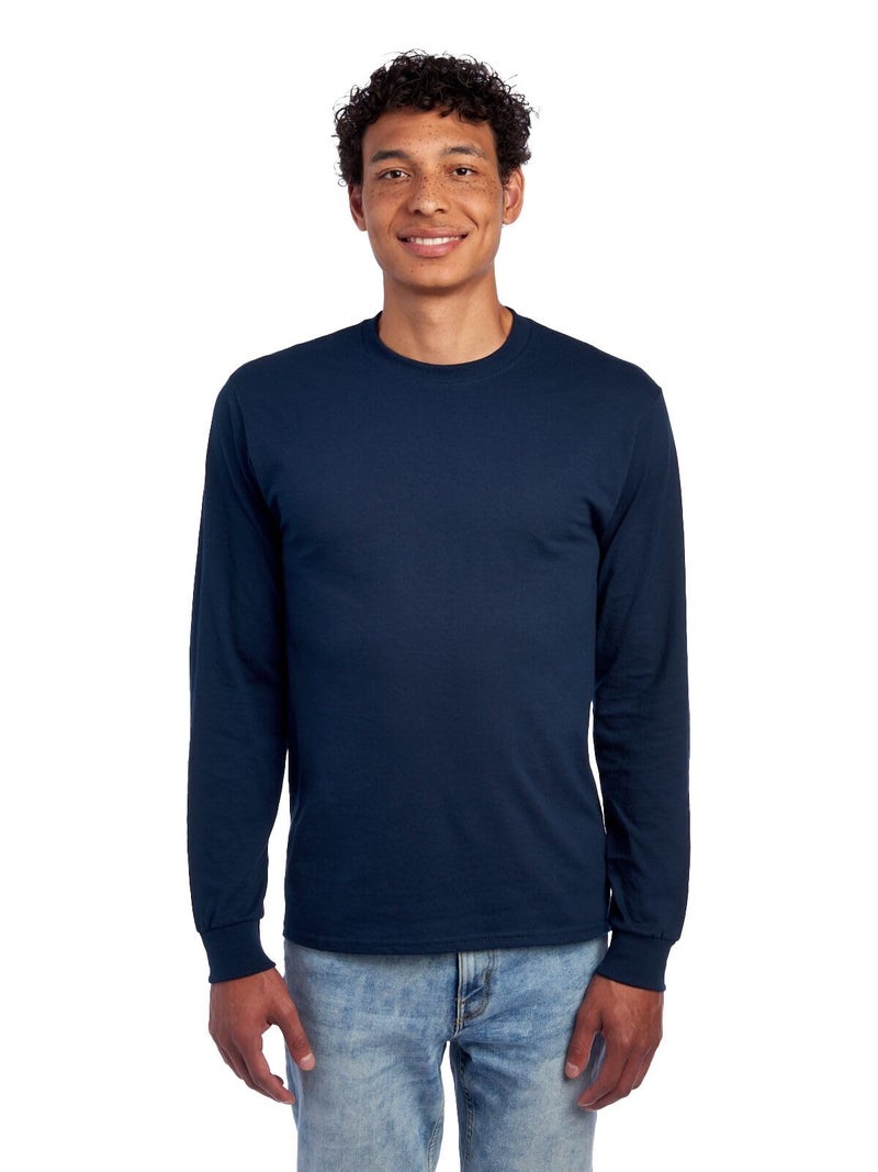 Jerzees Men's Dri-Power Cotton Blend Long Sleeve Tees, Moisture Wicking, Odor Protection, UPF 30+, Sizes S-3X, Navy, Small - Image 1